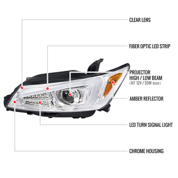Spec D Projector Headlights w/ LED DRL Light Bar (Chrome): Scion tC 2011 - 2013 (tC2)