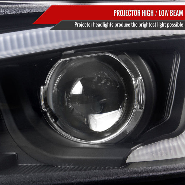 Spec D Projector Headlights w/ LED DRL Light Bar (Black): Scion tC 2011 - 2013 (tC2)