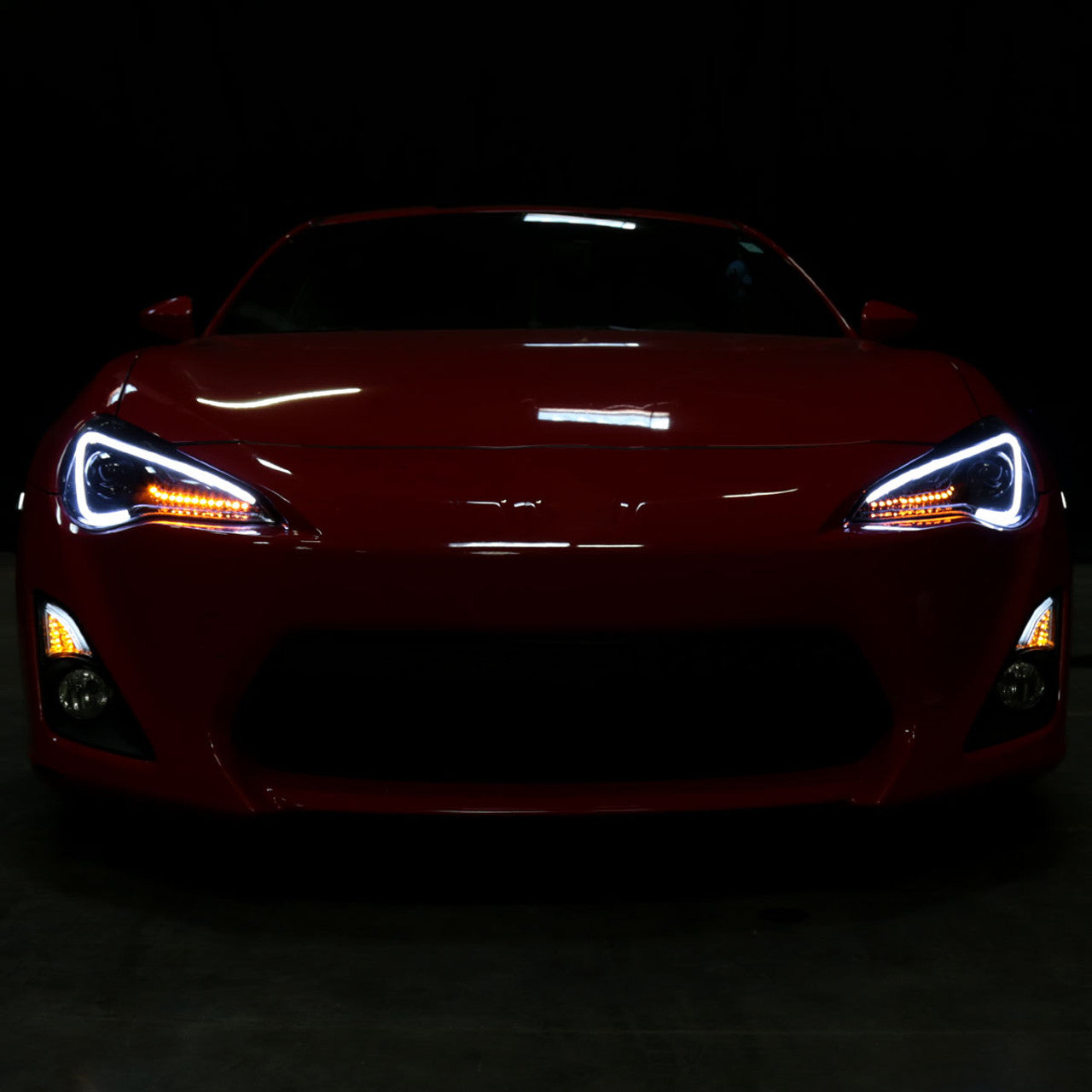 Spec D Projector Headlights w/ LED Light Bar (Glossy Black): Scion FRS 2013 - 2016