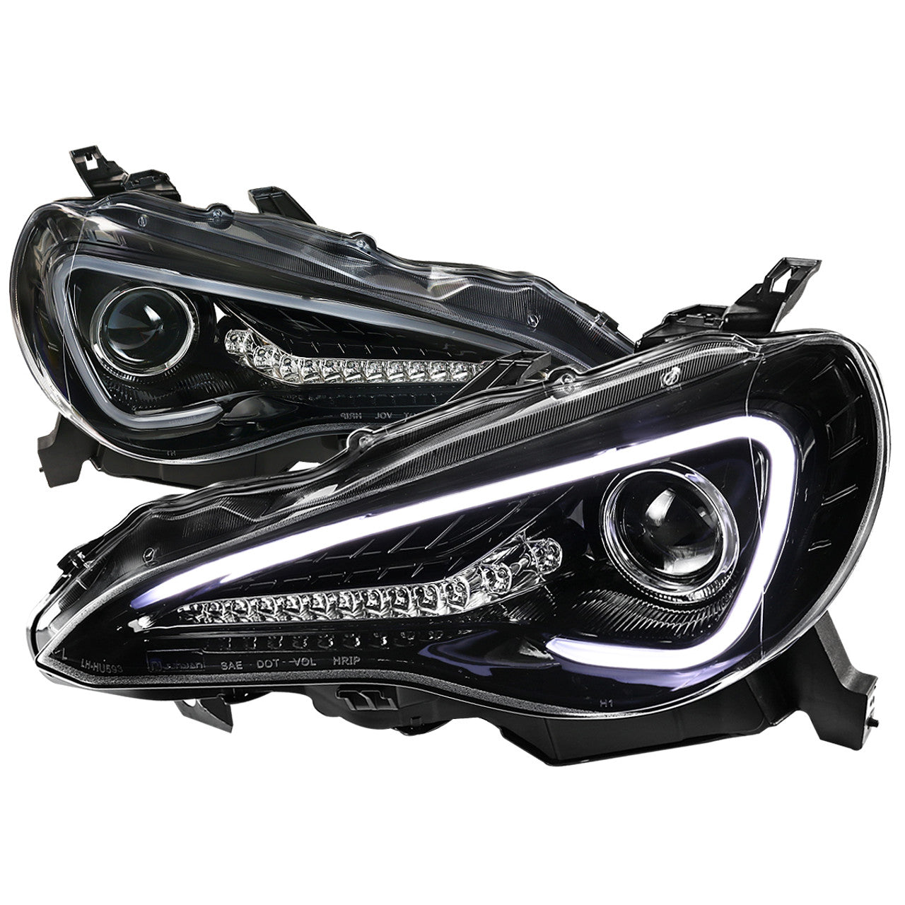 Spec D Projector Headlights w/ LED Light Bar (Glossy Black): Scion FRS 2013 - 2016
