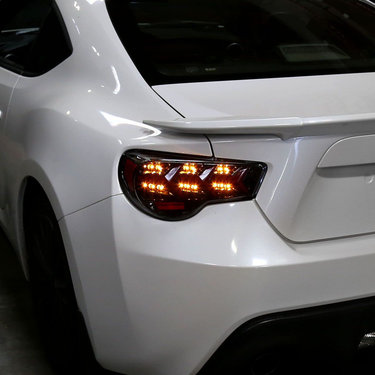 Spec D Lambo Style Sequential LED Tail Lights (Glossy Black /Clear Lens): Scion FRS & Subaru BRZ 2013 - 2016