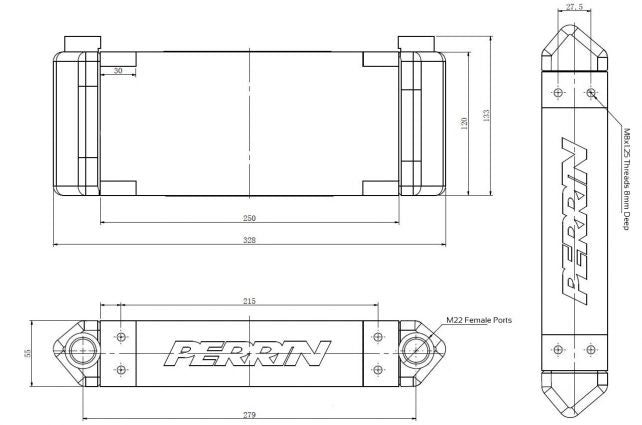 Perrin Universal Oil Cooler Core: Fits Most Models w/ M22 Inlets