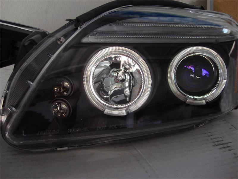 Spec D Dual Halo Projector Headlights w/ Eyebrow BLACK: Scion tC 2005 - 2010
