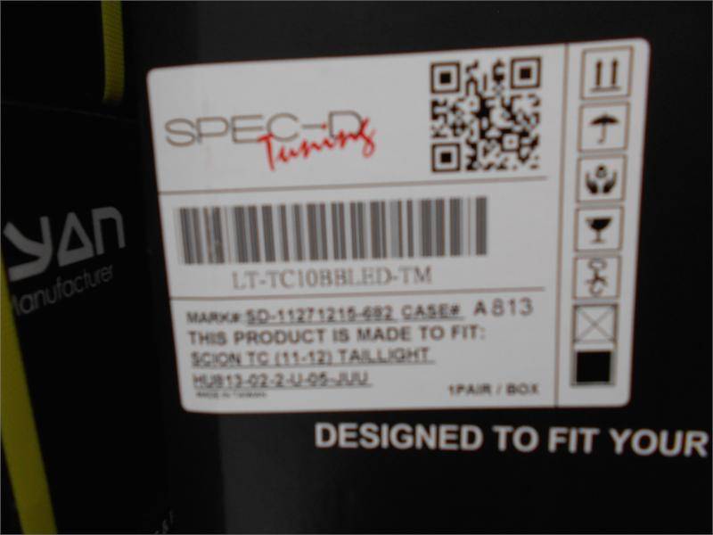 Spec D Black / Smoke LED Tail Lights: Scion tC 2011 - 2013 (tC2)