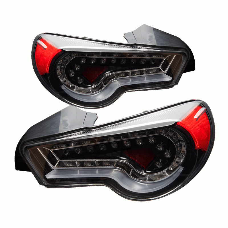 Winjet LED Tail Lights (Glossy Black / Clear): Scion FR-S 2013 - 2016