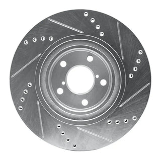 R1 Concepts 04-25 Silver Drilled & Slotted Brake Rotor (FRONT LEFT): Fits Most BRZ/FR-S/86/GR86 Models