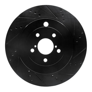 R1 Concepts Black Drilled & Slotted Brake Rotor (REAR RIGHT): Subaru BRZ (17-25)