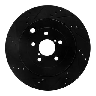 R1 Concepts Black Drilled & Slotted Brake Rotor (REAR LEFT): Subaru BRZ (17-25)