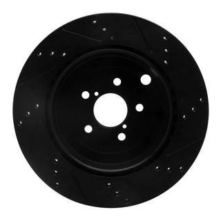 R1 Concepts Black Drilled & Slotted Brake Rotor (REAR LEFT): Subaru BRZ (17-25)