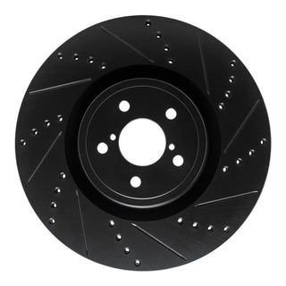 R1 Concepts 03-25 Black Drilled & Slotted Brake Rotor (FRONT RIGHT): Fits Most Subaru Impreza Models