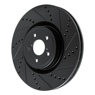 R1 Concepts 03-25 Black Drilled & Slotted Brake Rotor (FRONT RIGHT): Fits Most Subaru Impreza Models