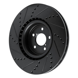 R1 Concepts 03-25 Black Drilled & Slotted Brake Rotor (FRONT RIGHT): Fits Most Subaru Impreza Models