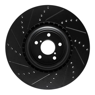 R1 Concepts 03-25 Black Drilled & Slotted Brake Rotor (FRONT RIGHT): Fits Most Subaru Impreza Models