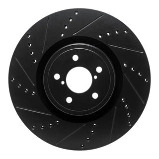 R1 Concepts 03-25 Black Drilled & Slotted Brake Rotor (FRONT LEFT): Fits Most Subaru Impreza Models