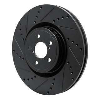 R1 Concepts 03-25 Black Drilled & Slotted Brake Rotor (FRONT LEFT): Fits Most Subaru Impreza Models