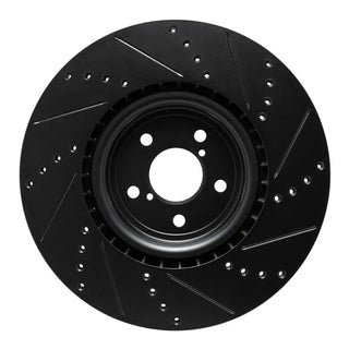 R1 Concepts 03-25 Black Drilled & Slotted Brake Rotor (FRONT LEFT): Fits Most Subaru Impreza Models
