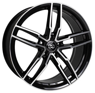 Enkei SS05 Black w/ Machined Spoke Faces & Outer Lip Ring 17x7.5 | 5x100 (511-775-8045BKM)