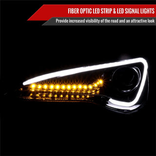 Spec D Projector Headlights w/ LED Light Bar (Glossy Black): Scion FRS 2013 - 2016