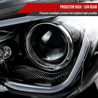Spec D Projector Headlights w/ LED Light Bar (Glossy Black): Scion FRS 2013 - 2016