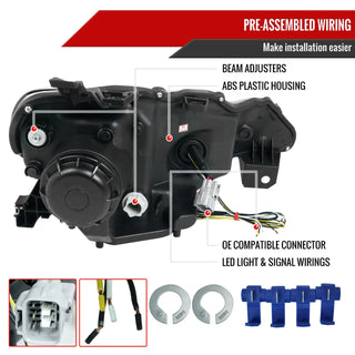 Spec D Projector Headlights w/ LED Light Bar (Glossy Black): Scion FRS 2013 - 2016
