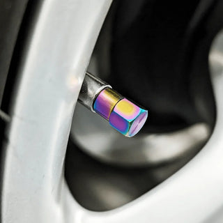 ZSPEC Design Titanium Tire Cap Set Grade 5 Universal Valve Stem Caps for Cars & Bikes - Set of 4