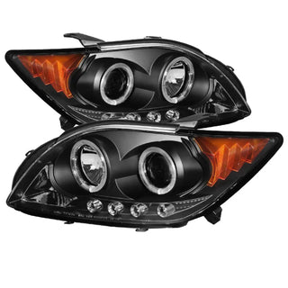 Spyder Projector Headlights (FRONT): Scion tC 2008 - 2010 w/ LED Halo - Replaceable LEDs Blk