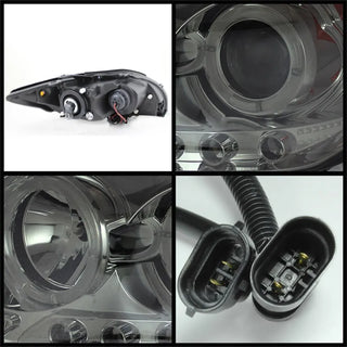 Spyder Projector Headlights (FRONT): Scion tC 2008 - 2010 w/ LED Halo - Replaceable LEDs Smke