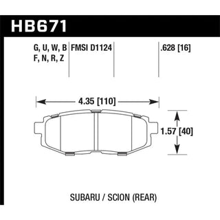 Hawk Performance Rear Brake Pads: Fits Most Subaru BRZ/86/FR-S Models