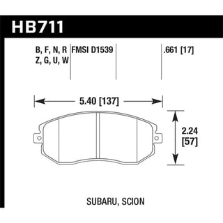 Hawk Performance ER-1 Brake Pads (FRONT): Scion FR-S (13-16), Subaru BRZ (13-20), Toyota 86 (17-20)