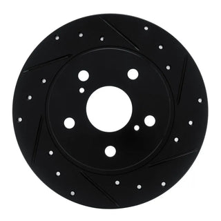 R1 11-16 Scion TC Rear Right Drilled & Slotted Black Brake Rotor