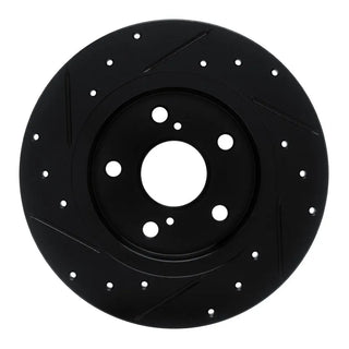 R1 11-16 Scion TC Rear Right Drilled & Slotted Black Brake Rotor