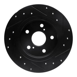 R1 11-16 Scion TC Rear Left Drilled & Slotted Black Brake Rotor