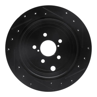 R1 10-25 ScIon FR-S Rear Left Drilled & Slotted Black Brake Rotor