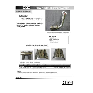 HKS Extension Kit w/ Catalytic Converter: Subaru BRZ (13-20), Scion FR-S (13-16) & Toyota 86 (17-20)