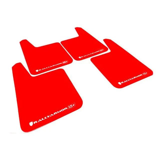 Rally Armor Universal UR Plus Mudflaps: Fits Most Models Red Urethane White Logo