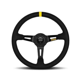 Momo MOD08 Steering Wheel 350mm: Black Suede/Black Spokes/1 Stripe