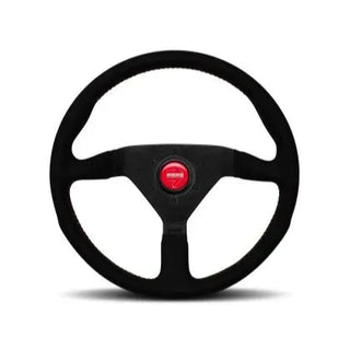 Momo Montecarlo Alcantara Steering Wheel 320mm: Fits Most Models w/ Black/Red Stitch/Black Spokes