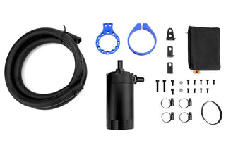 Mishimoto Universal Baffled Oil Catch Can: Fits Most Models Black w/ Blue Insert