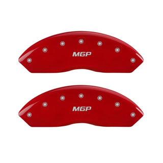 MGP Caliper Covers (FRONT AND REAR): Scion FR-S (13-16) w/ Red Finish Silver Ch