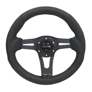 NRG Leather Steering Wheel 320MM w/ Black Center & Perforated Leather Grip