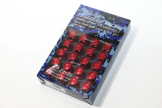 Project Kics Leggdura Racing Shell Type Lug Nut Set (Black/Red Shell): Fits Most Subaru Models