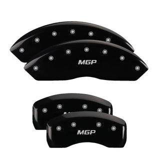 MGP Caliper Covers (FRONT AND REAR): Subaru BRZ (13-24) w/ Black Finish Silver Engraved