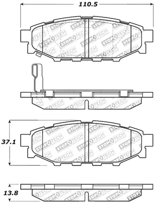 StopTech Street Touring Rear Brake Pads: Scion FRS (13-16), Subaru BRZ (13-20) & Toyota 86 (17-20)