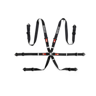 Sparco Harness Set 6 Point Bolt In (BLACK): Fits Most Models