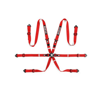 Sparco Harness Set COMP H-2 PD 6 Point Bolt In Red: Fits Most Models