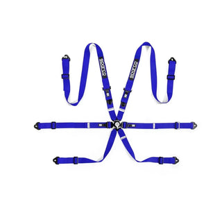 Sparco Harness Set COMP H-2 PD 6 Point Bolt In Blue: Fits Most Models
