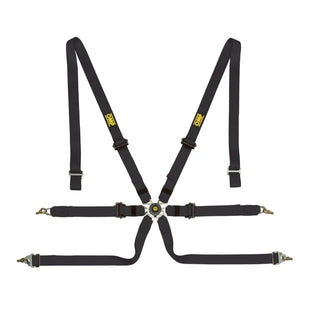 OMP Racing One 6 Point Harness 2" Pull Down Black: Fits Most Models