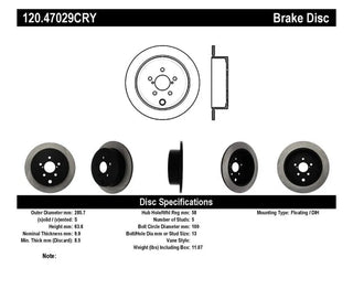 Stoptech CRYO-STOP Rear Brake Rotor: Scion FRS (13-16) / Subaru BRZ (13-20) / Toyota 86 (17-20)