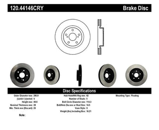 Stoptech CRYO-STOP Front Brake Rotor: Scion tC 2011 - 2016 (tC2)