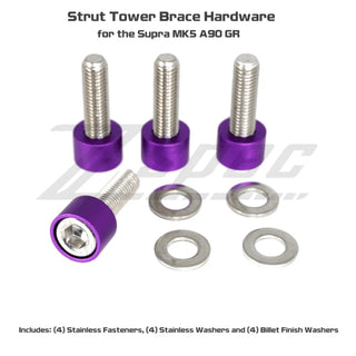 ZSPEC Front Strut Cross-Braces Fasteners Stainless & Billet for 2020-2026 Toyota GR Supra MKV A90